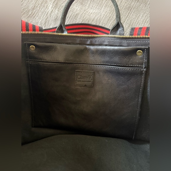 Clare V. Le Zip Sac red stripe scrap - Picture 3 of 5